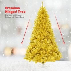Costway 7.5ft Artificial Tinsel Christmas Tree w/1258 Tips Foldable Stand Champagne Gold 14 Costway 7.5ft Artificial Tinsel Christmas Tree w/1258 Tips Foldable Stand Champagne Gold -Christmas Trees Sales Store unnamed file 4452