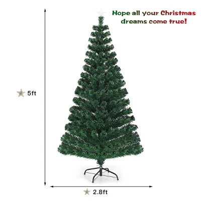 Costway 5'/6'/7'Pre-Lit Fiber Optic Christmas Tree 180/230/280 Lights Top Star 8 Costway 5'/6'/7'Pre-Lit Fiber Optic Christmas Tree 180/230/280 Lights Top Star - Image 8