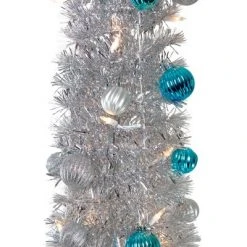 Northlight 6' Pre-Lit Silver and Blue Pre-Decorated Pop-Up Artificial Christmas Tree