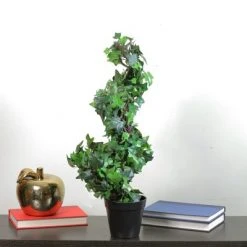 Northlight 1.8' Green and Black Potted Ivy Spiral Topiary Artificial Christmas Tree - Unlit