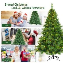 Costway 6ft7ft8ft Pre-lit Hinged Christmas Tree w/ 77712331913 Glitter Tips & Pine Cones -Christmas Trees Sales Store unnamed file 4488
