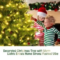 Costway 6ft7ft8ft Pre-lit Hinged Christmas Tree w/ 77712331913 Glitter Tips & Pine Cones -Christmas Trees Sales Store unnamed file 4489