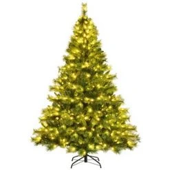 Costway 6ft7ft8ft Pre-lit Hinged Christmas Tree w/ 77712331913 Glitter Tips & Pine Cones -Christmas Trees Sales Store unnamed file 4493