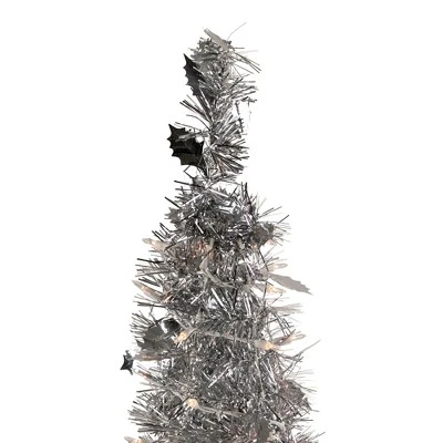 Northlight 4' Pre-Lit Silver Tinsel Pop-Up Artificial Christmas Tree, Clear Lights 3 Northlight 4' Pre-Lit Silver Tinsel Pop-Up Artificial Christmas Tree, Clear Lights - Image 3