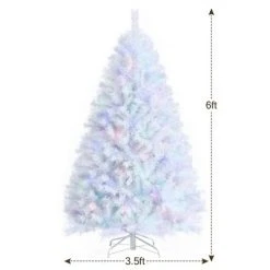 Costway 6ft White Iridescent Tinsel Artificial Christmas Tree w/ 792 Branch Tips -Christmas Trees Sales Store unnamed file 4501