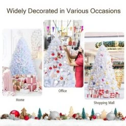 Costway 6ft White Iridescent Tinsel Artificial Christmas Tree w/ 792 Branch Tips -Christmas Trees Sales Store unnamed file 4503