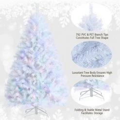 Costway 6ft White Iridescent Tinsel Artificial Christmas Tree w/ 792 Branch Tips -Christmas Trees Sales Store unnamed file 4506