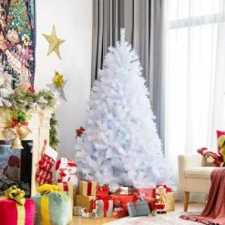 Costway 6ft White Iridescent Tinsel Artificial Christmas Tree w/ 792 Branch Tips -Christmas Trees Sales Store unnamed file 4507