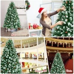 Costway 6ft Unlit Hinged Artificial Christmas Tree w/Snow Flocked Tips and Red Berries -Christmas Trees Sales Store unnamed file 4523