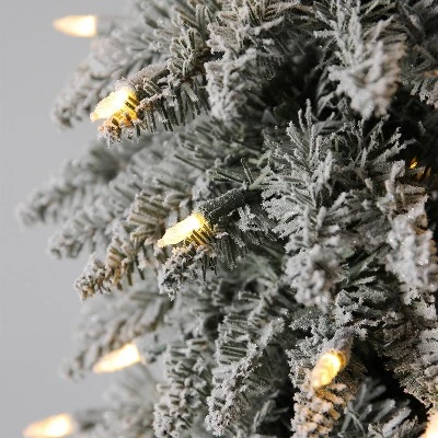 Home Heritage Evergreen Classics Pre Lit Frosted Albert Pine Artificial Holiday Christmas Tree with Warm White LED Lights and Metal Stand 2 Home Heritage Evergreen Classics Pre Lit Frosted Albert Pine Artificial Holiday Christmas Tree with Warm White LED Lights and Metal Stand - Image 2