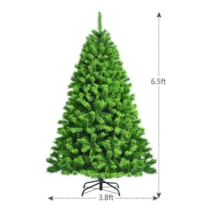 Costway 6.5ft Snow Flocked Hinged Artificial Christmas Tree w/ Metal Stand Green 3 Costway 6.5ft Snow Flocked Hinged Artificial Christmas Tree w/ Metal Stand Green - Image 3