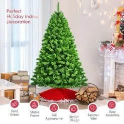 Costway 6.5ft Snow Flocked Hinged Artificial Christmas Tree w/ Metal Stand Green 15 Costway 6.5ft Snow Flocked Hinged Artificial Christmas Tree w/ Metal Stand Green -Christmas Trees Sales Store unnamed file 4544