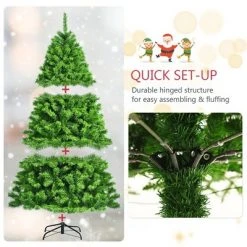 Costway 6.5ft Snow Flocked Hinged Artificial Christmas Tree w/ Metal Stand Green 16 Costway 6.5ft Snow Flocked Hinged Artificial Christmas Tree w/ Metal Stand Green -Christmas Trees Sales Store unnamed file 4545