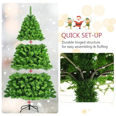 Costway 6.5ft Snow Flocked Hinged Artificial Christmas Tree w/ Metal Stand Green 8 Costway 6.5ft Snow Flocked Hinged Artificial Christmas Tree w/ Metal Stand Green - Image 8