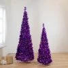 Northlight 4' Pre-Lit Purple Tinsel Pop-Up Artificial Christmas Tree, Clear Lights