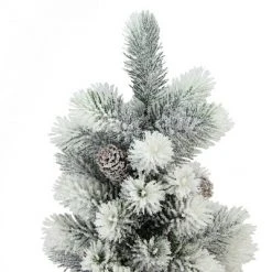 Northlight 19" Potted Slim Flocked Mini Pine Artificial Christmas Tree in Burlap Base - Unlit