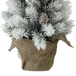 Northlight 19" Potted Slim Flocked Mini Pine Artificial Christmas Tree in Burlap Base - Unlit -Christmas Trees Sales Store unnamed file 4585