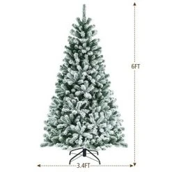 Costway 6ft Pre-lit Snow Flocked Hinged Christmas Tree w/ 928 Tips & Metal Stand -Christmas Trees Sales Store unnamed file 4618