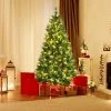 Costway 6ft Pre-lit Hinged Artificial Christmas Tree w/ Pine Cones & Red Berries
