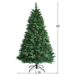 Costway 6ft Pre-lit Hinged Artificial Christmas Tree w/ Pine Cones & Red Berries 11 Costway 6ft Pre-lit Hinged Artificial Christmas Tree w/ Pine Cones & Red Berries -Christmas Trees Sales Store unnamed file 4627