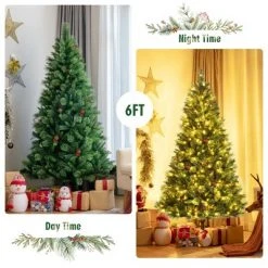 Costway 6ft Pre-lit Hinged Artificial Christmas Tree w/ Pine Cones & Red Berries 14 Costway 6ft Pre-lit Hinged Artificial Christmas Tree w/ Pine Cones & Red Berries -Christmas Trees Sales Store unnamed file 4630