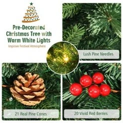 Costway 6ft Pre-lit Hinged Artificial Christmas Tree w/ Pine Cones & Red Berries 17 Costway 6ft Pre-lit Hinged Artificial Christmas Tree w/ Pine Cones & Red Berries -Christmas Trees Sales Store unnamed file 4633