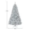 Costway 7.5Ft Hinged Unlit Artificial Silver Tinsel Christmas Tree Holiday w/Metal Stand