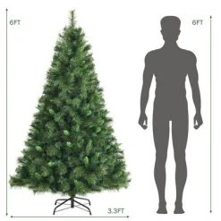 Costway 6ft Unlit Hinged PVC Artificial Christmas Tree w/ 649 Tips & Metal Stand -Christmas Trees Sales Store unnamed file 4658