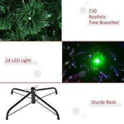 HOMCOM 6ft Tall Douglas Fir Pre-Lit Artificial Christmas Tree with Realistic Branches, 24 Multi-Color LED Lights, Fiber Optics and 230 Tips -Christmas Trees Sales Store unnamed file 466