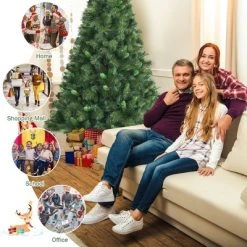 Costway 6ft Unlit Hinged PVC Artificial Christmas Tree w/ 649 Tips & Metal Stand -Christmas Trees Sales Store unnamed file 4660