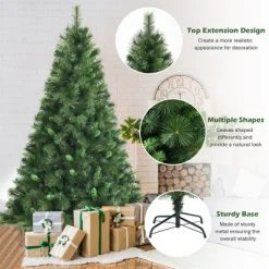 Costway 6ft Unlit Hinged PVC Artificial Christmas Tree w/ 649 Tips & Metal Stand -Christmas Trees Sales Store unnamed file 4661
