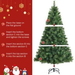 Costway 6ft Unlit Hinged PVC Artificial Christmas Tree w/ 649 Tips & Metal Stand -Christmas Trees Sales Store unnamed file 4663