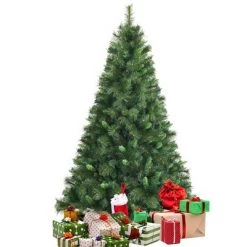 Costway 6ft Unlit Hinged PVC Artificial Christmas Tree w/ 649 Tips & Metal Stand -Christmas Trees Sales Store unnamed file 4664