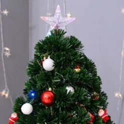 HOMCOM 6ft Tall Douglas Fir Pre-Lit Artificial Christmas Tree with Realistic Branches, 24 Multi-Color LED Lights, Fiber Optics and 230 Tips -Christmas Trees Sales Store unnamed file 467