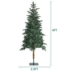 Costway 6ft Pre-Lit Artificial Hinged Pencil Christmas Tree w/250 Lights and Metal Stand -Christmas Trees Sales Store unnamed file 4671
