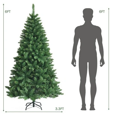 Costway 6Ft PVC Hinged Artificial Christmas Tree 716 Tips Holiday Decor w/ Metal Stand 3 Costway 6Ft PVC Hinged Artificial Christmas Tree 716 Tips Holiday Decor w/ Metal Stand - Image 3