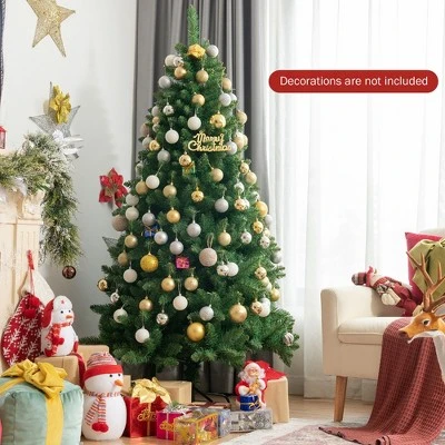 Costway 6Ft PVC Hinged Artificial Christmas Tree 716 Tips Holiday Decor w/ Metal Stand 4 Costway 6Ft PVC Hinged Artificial Christmas Tree 716 Tips Holiday Decor w/ Metal Stand - Image 4