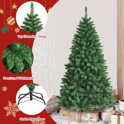 Costway 6Ft PVC Hinged Artificial Christmas Tree 716 Tips Holiday Decor w/ Metal Stand 6 Costway 6Ft PVC Hinged Artificial Christmas Tree 716 Tips Holiday Decor w/ Metal Stand - Image 6