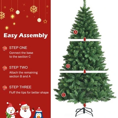 Costway 6Ft PVC Hinged Artificial Christmas Tree 716 Tips Holiday Decor w/ Metal Stand 7 Costway 6Ft PVC Hinged Artificial Christmas Tree 716 Tips Holiday Decor w/ Metal Stand - Image 7