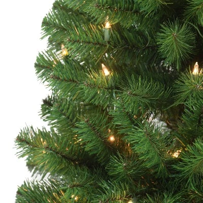 6.5ft Puleo Pre-Lit Slim Northern Fir Artificial Christmas Tree Clear Lights 2 6.5ft Puleo Pre-Lit Slim Northern Fir Artificial Christmas Tree Clear Lights - Image 2