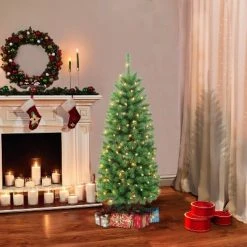 4.5ft Puleo Pre-Lit Slim Northern Fir Artificial Christmas Tree Clear Lights