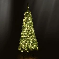 Costway 4.5ft Pre-Lit Hinged Pencil Christmas Tree 150 White Lights