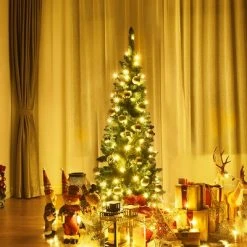 Costway 4.5ft Pre-Lit Hinged Pencil Christmas Tree 150 White Lights -Christmas Trees Sales Store unnamed file 4727