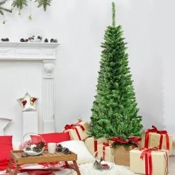 Costway 4.5ft Pre-Lit Hinged Pencil Christmas Tree 150 White Lights -Christmas Trees Sales Store unnamed file 4728