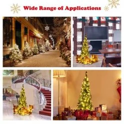 Costway 4.5ft Pre-Lit Hinged Pencil Christmas Tree 150 White Lights -Christmas Trees Sales Store unnamed file 4729