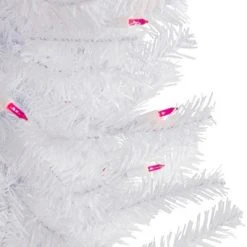 Northlight 3' Pre-Lit Woodbury White Pine Slim Artificial Christmas Tree, Pink Lights