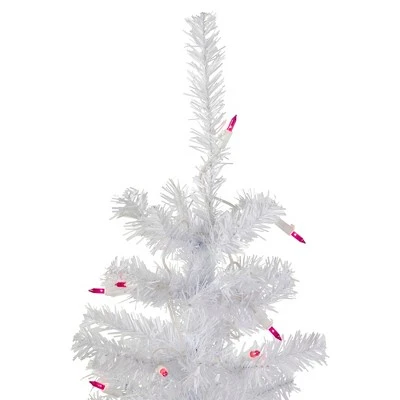 Northlight 3' Pre-Lit Woodbury White Pine Slim Artificial Christmas Tree, Pink Lights 2 Northlight 3' Pre-Lit Woodbury White Pine Slim Artificial Christmas Tree, Pink Lights - Image 2