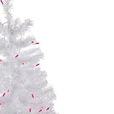 Northlight 3' Pre-Lit Woodbury White Pine Slim Artificial Christmas Tree, Pink Lights 3 Northlight 3' Pre-Lit Woodbury White Pine Slim Artificial Christmas Tree, Pink Lights - Image 3