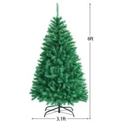 Costway 6ft Green Iridescent Tinsel Artificial Christmas Tree w/ 736 Branch Tips -Christmas Trees Sales Store unnamed file 4771
