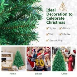Costway 6ft Green Iridescent Tinsel Artificial Christmas Tree w/ 736 Branch Tips -Christmas Trees Sales Store unnamed file 4773